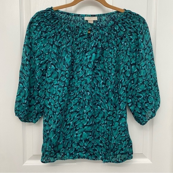 Loft Smocked Blouse SP Small Petite Shirt - Picture 1 of 9
